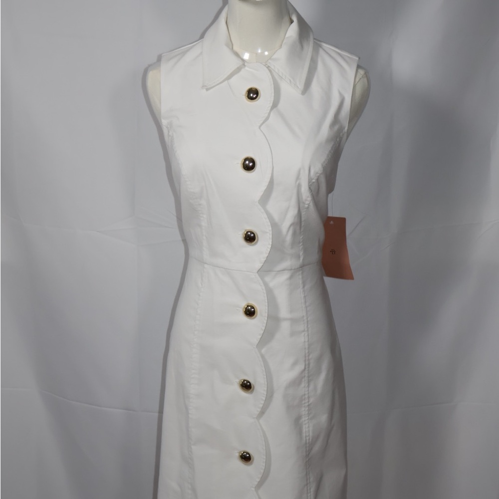 Anthropologie White Sleeveless Sheath Dress